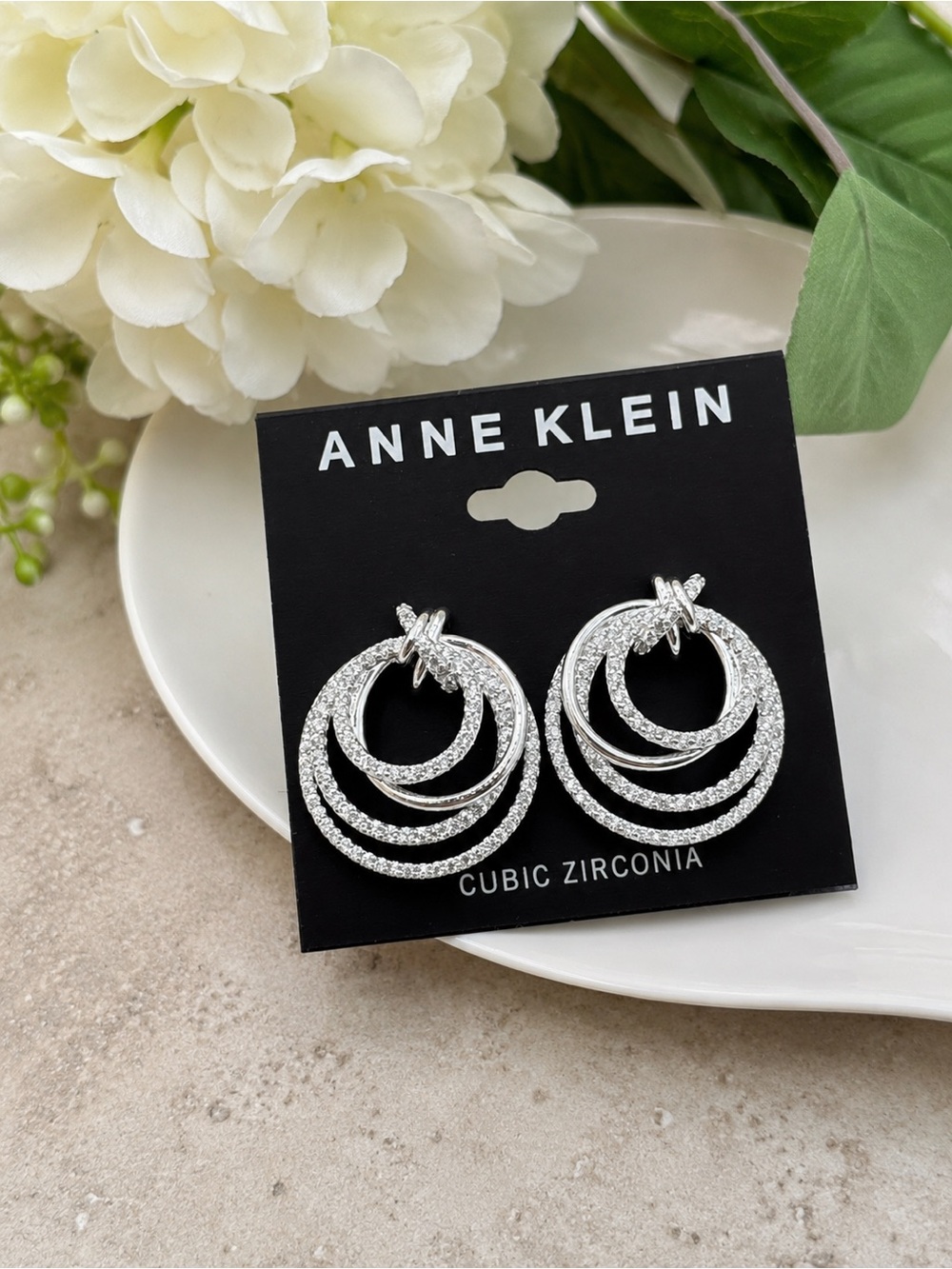 Anne Klein Cubic Zirconia Multi-Hoop Earrings (BR1111/4)